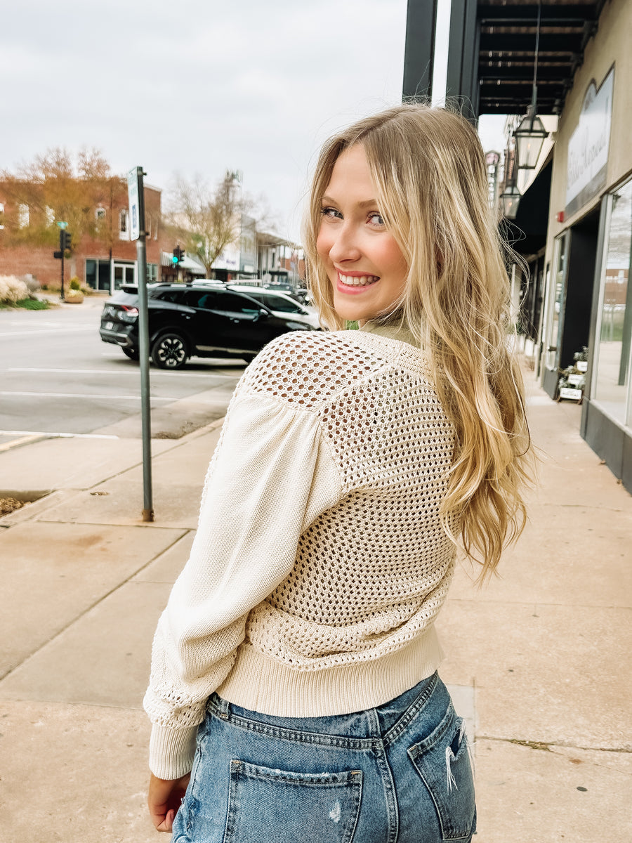 cream crocheted cardigan