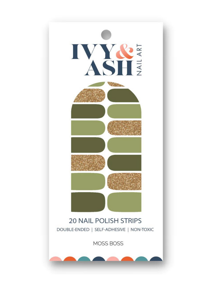 green and gold nail polish strips