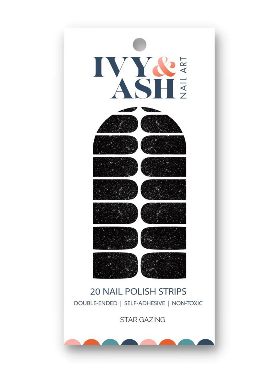 black shimmer nail polish strips