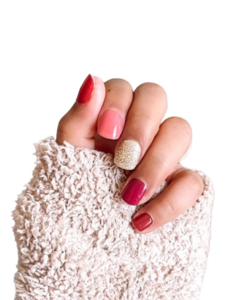 pink and gold nail polish