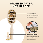 Hairbrush with features highlighted on a beige background