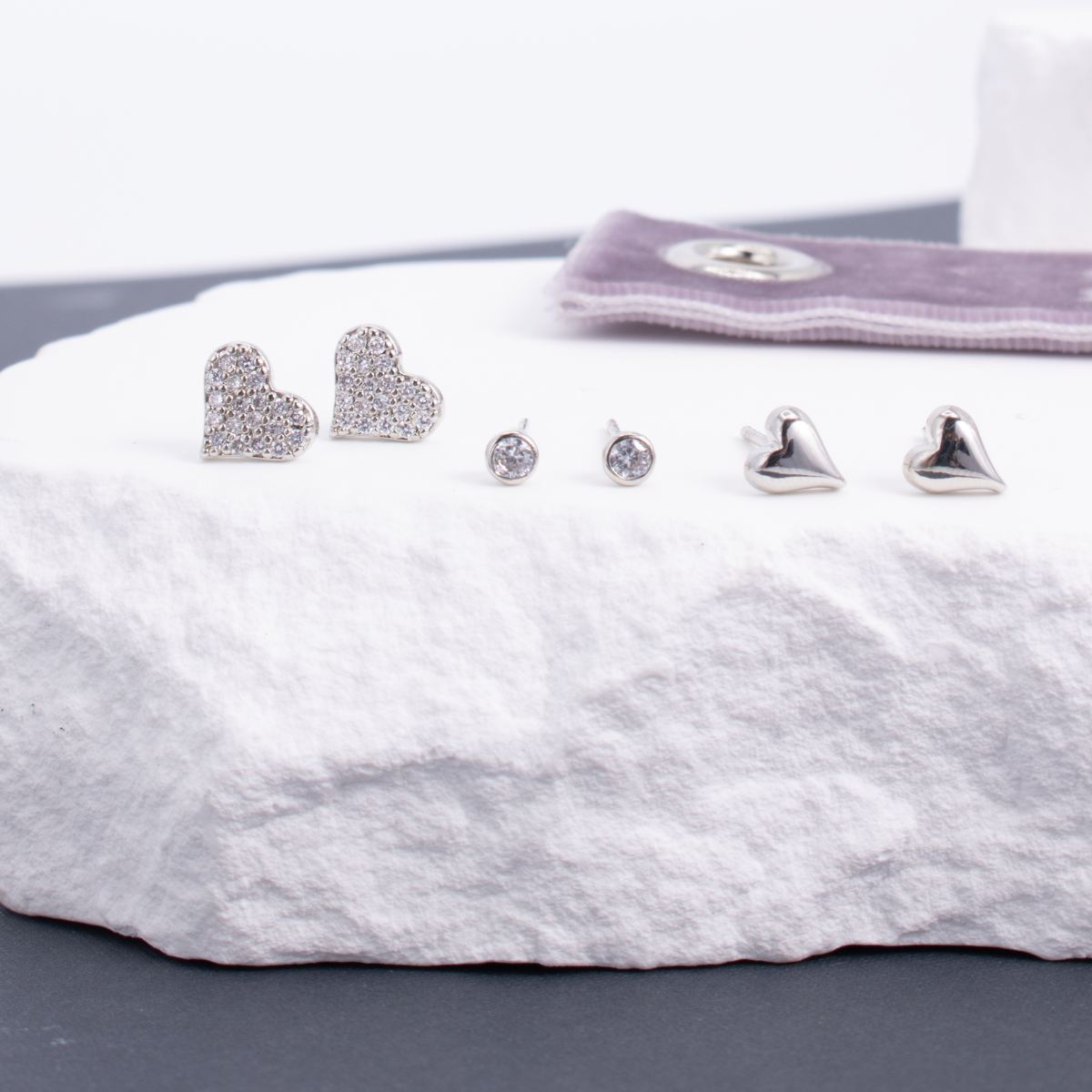 Heart Pave Stud Stack