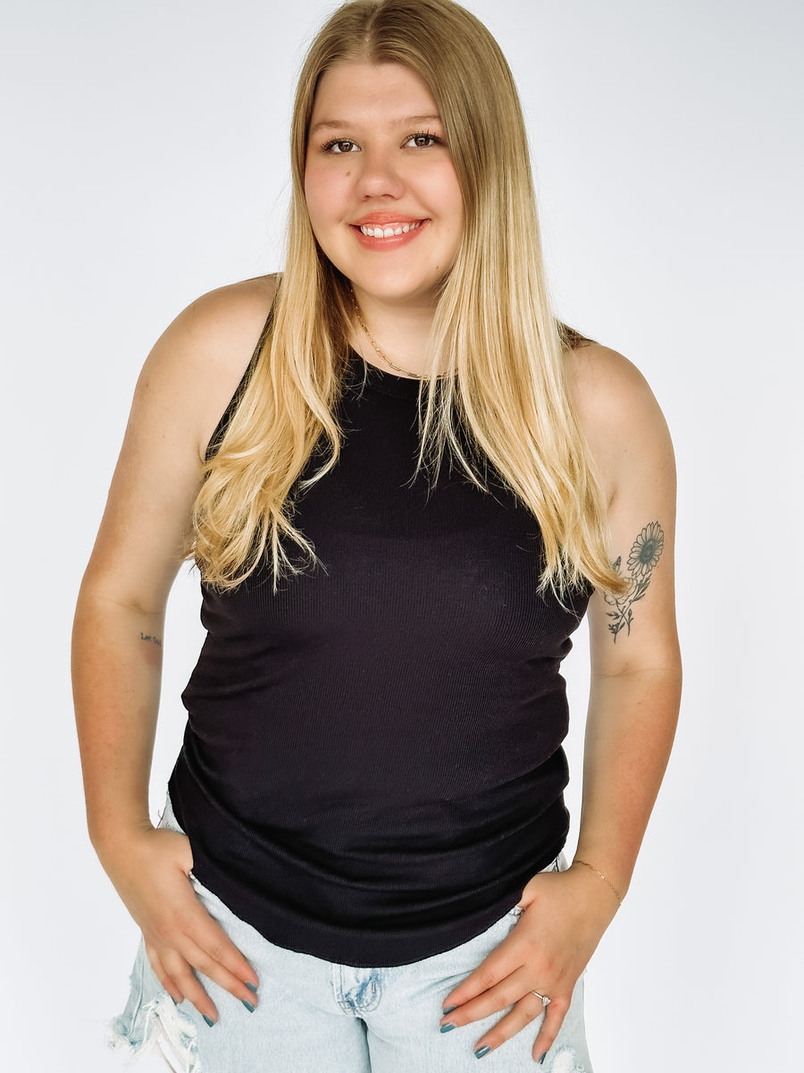 black ribbed tank
