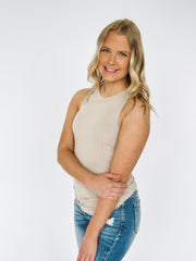 cream ribbed tank