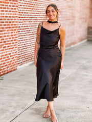 Black Asymmetrical Midi Dress