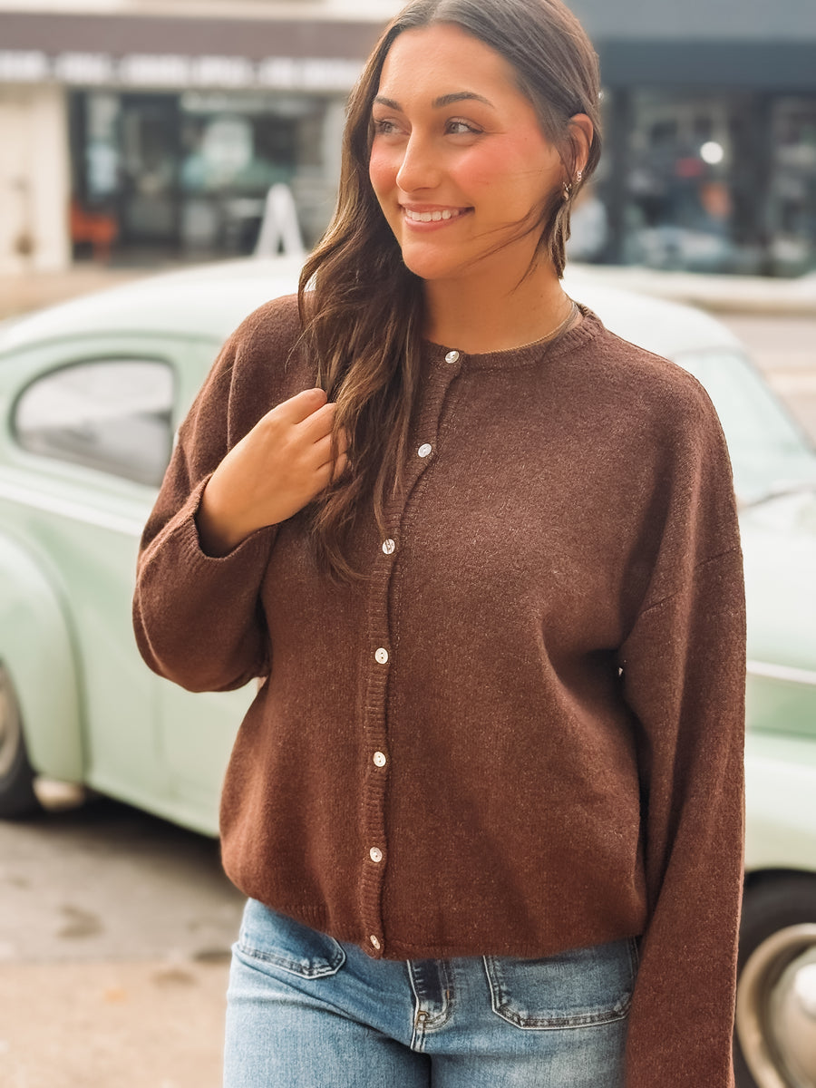 Brown Soft Knit Cardigan