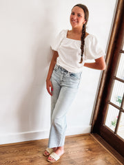 Lightwash cropped Daze Jean In the Pleaser Cut.