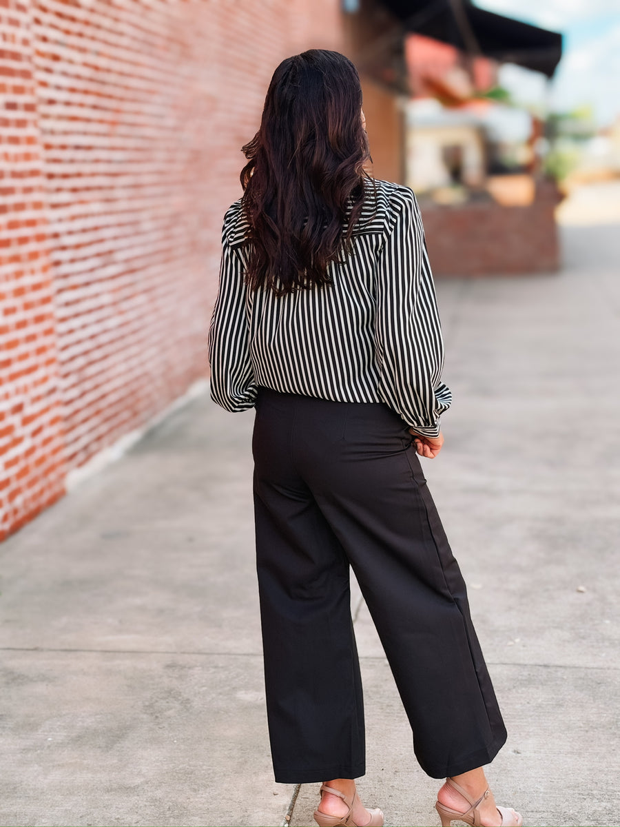 Cropped black dress pants wide leg