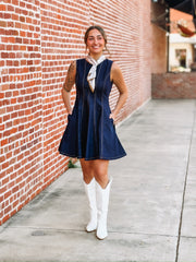Dark denim sleeveless dress