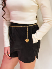 Adjustable extra long gold chain 3D heart pendant necklace