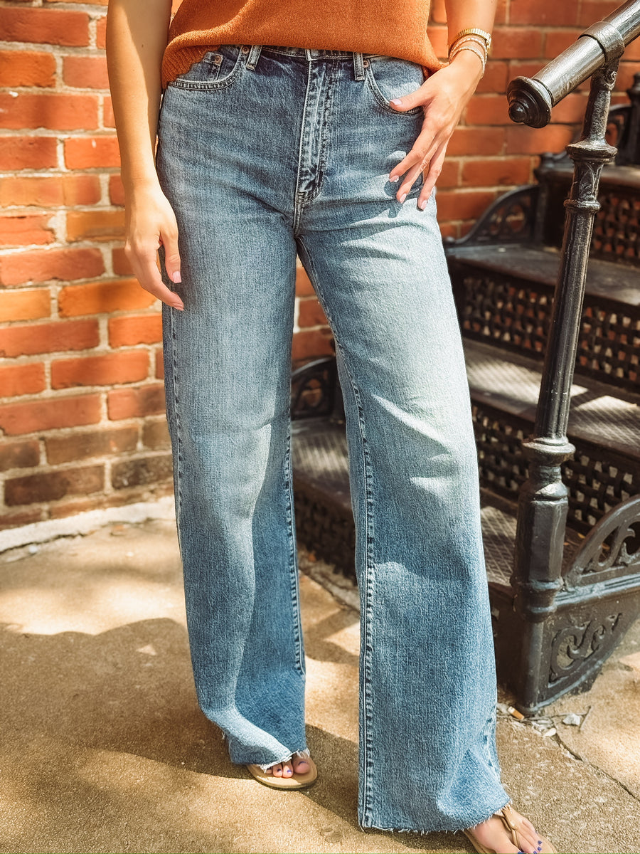 far out high rise wide leg jeans by Daze in the shade stunner.