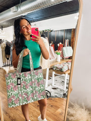 Quilted Block Print Tote Bag