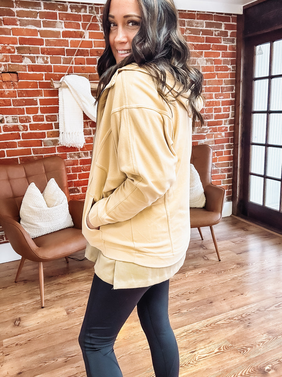 tan zip up jacket