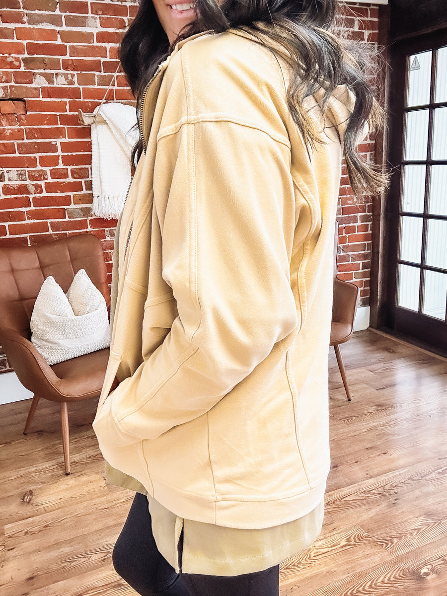 tan zip up jacket