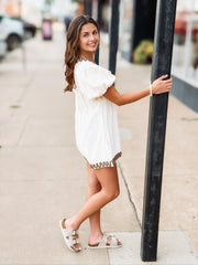 Brown Stitched Pintuck Romper