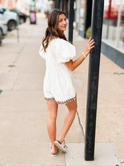 Brown Stitched Pintuck Romper