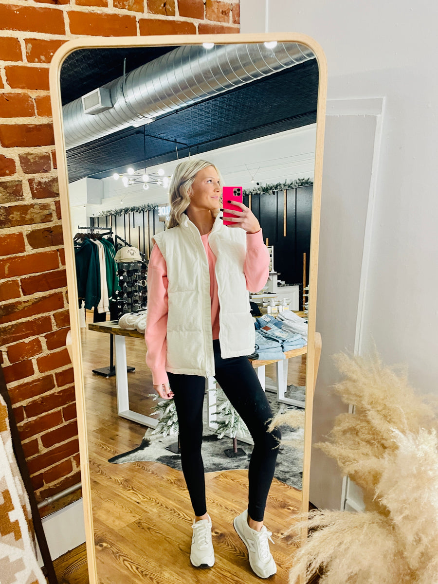 White Corduroy Puffer Vest