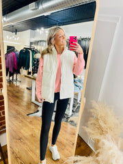 White Corduroy Puffer Vest