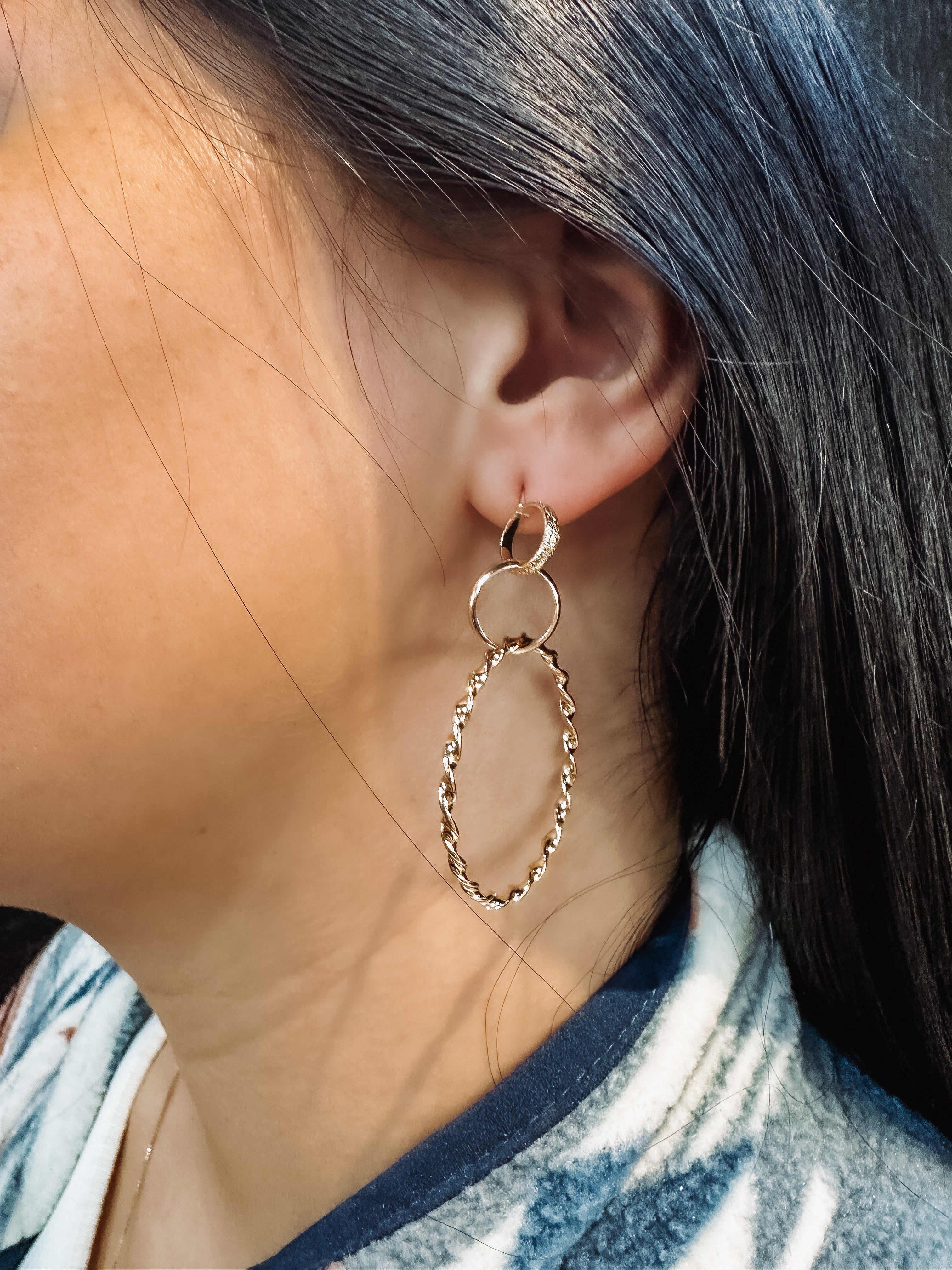 triple hoop drop earring 
