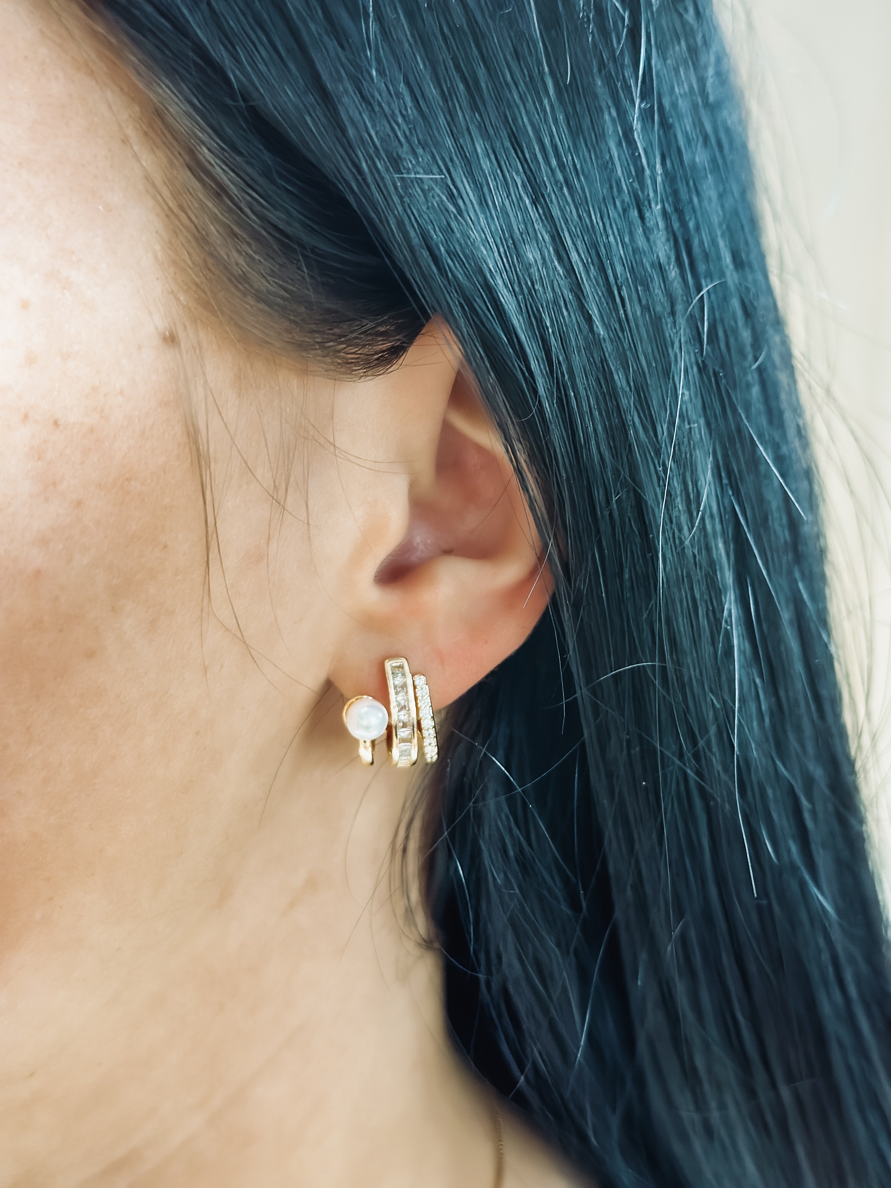 pear and diamond huggies 