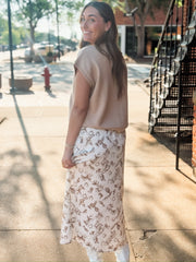 Western Cowboy Print Satin Midi Skirt