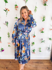 blue floral dress