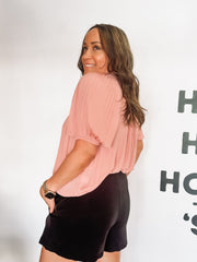 pleated dusty coral color blouse