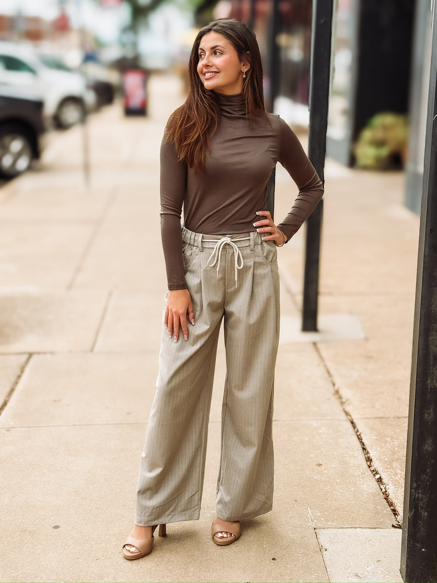 Striped Baggy Drawstring Trousers