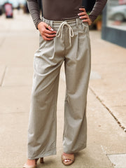 Striped Baggy Drawstring Trousers