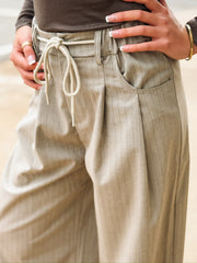 Striped Baggy Drawstring Trousers