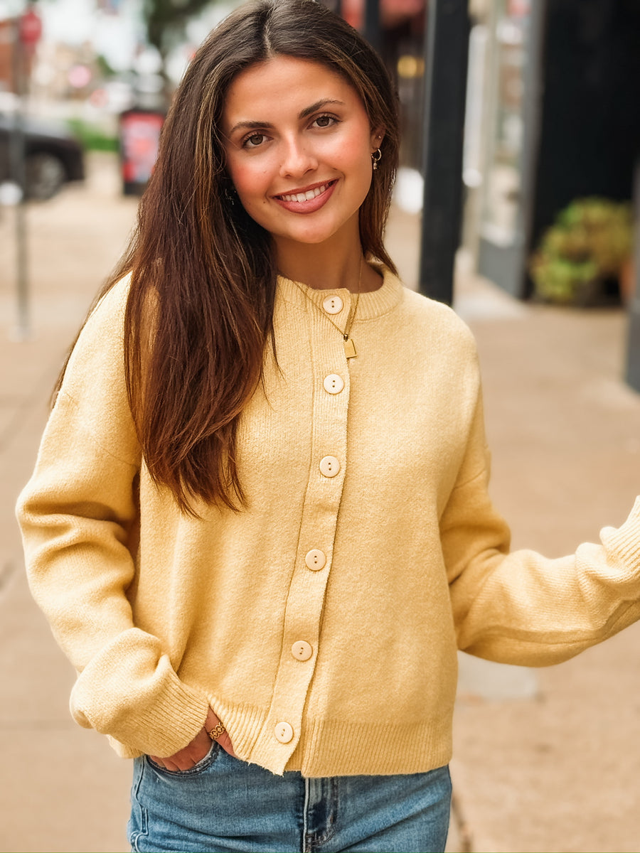 Honey Yellow Button Up Cardigan