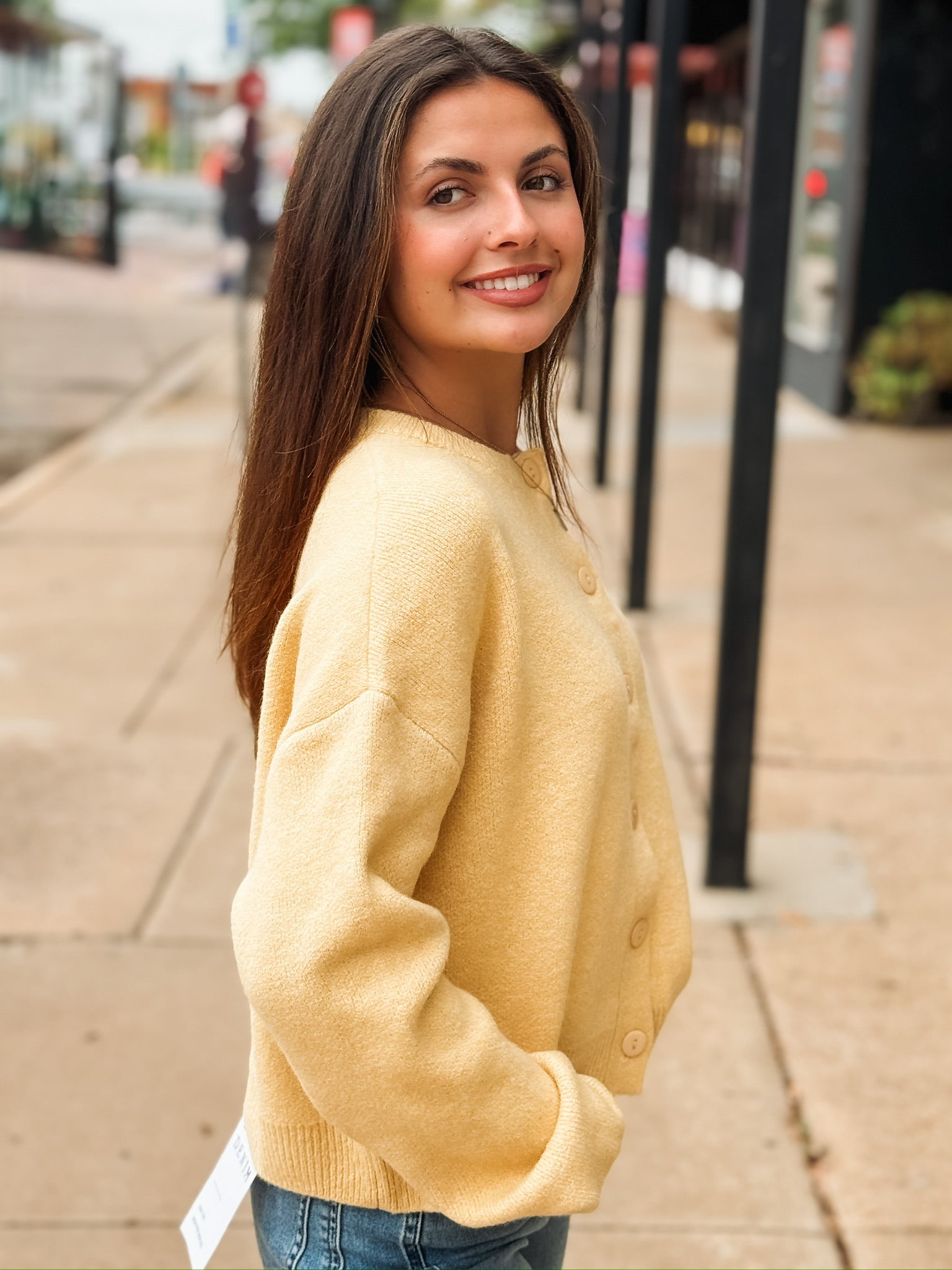 Honey Yellow Button Up Cardigan