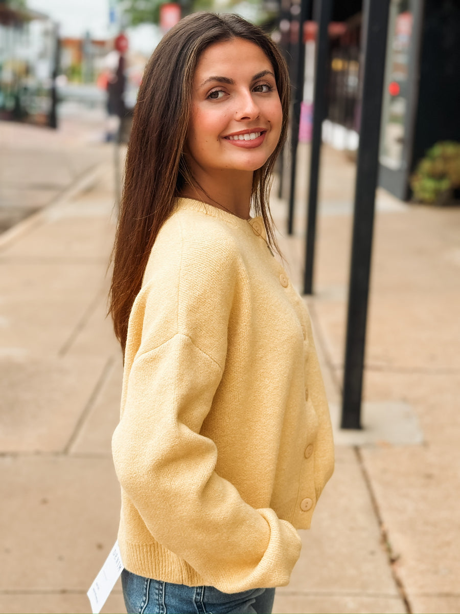 Honey Yellow Button Up Cardigan