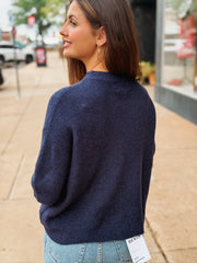 Navy Short Sleeve Button Up Cardigan