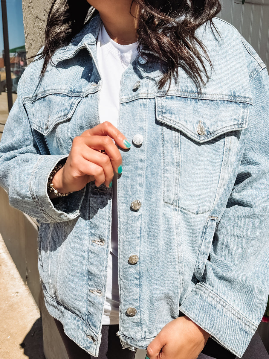 medium wash denim jacket