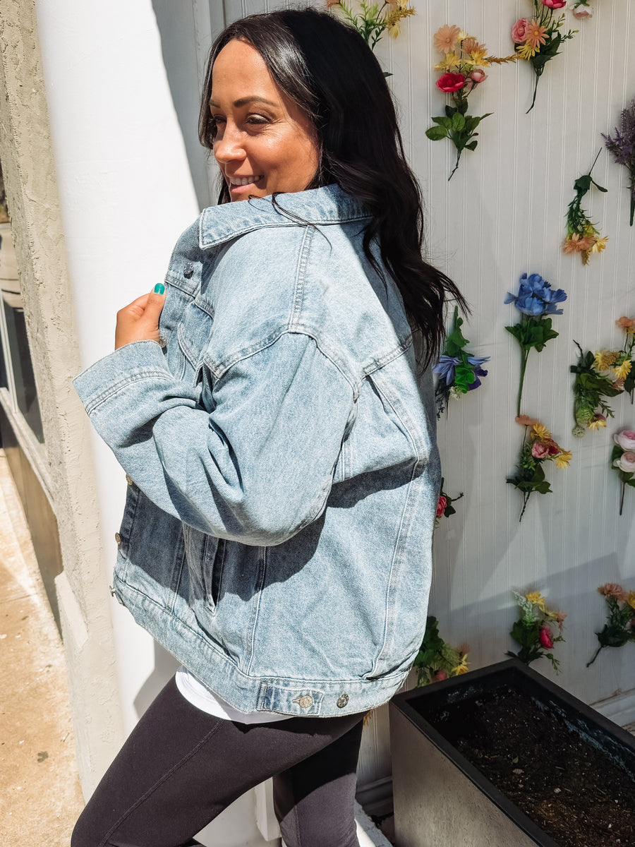medium wash denim jacket