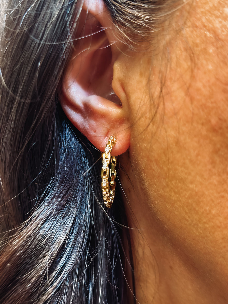 chain link hoop earrings