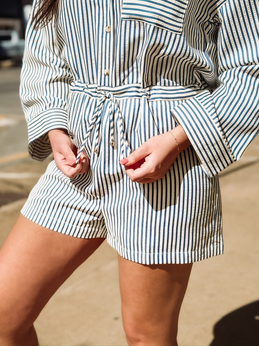 Blue Striped Romper