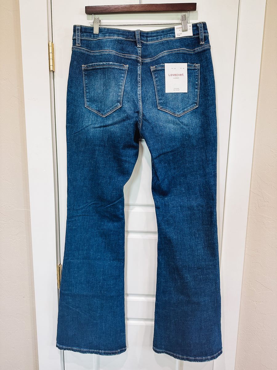 denim mid-rise flare jeans