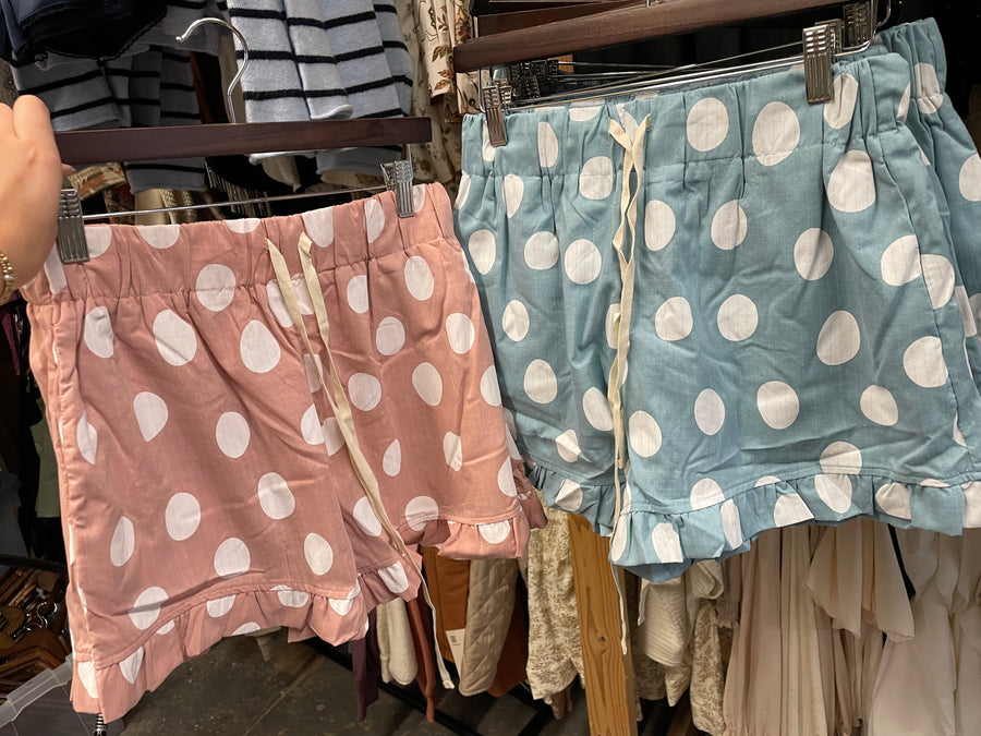Polka Dot Ruffle Hem Shorts