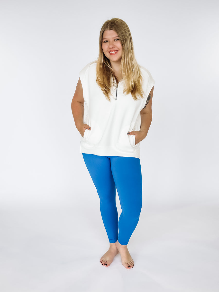 blue ribbed leggings