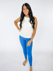 blue ribbed leggings