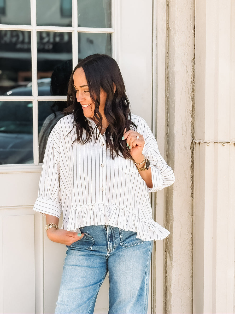 Brown Striped Button Up