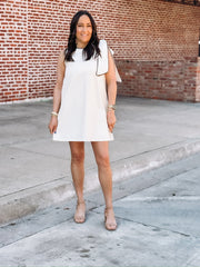 Brown Piped Bow Dress