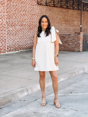 Brown Piped Bow Dress