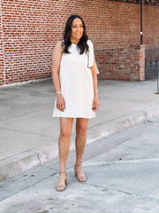 Brown Piped Bow Dress