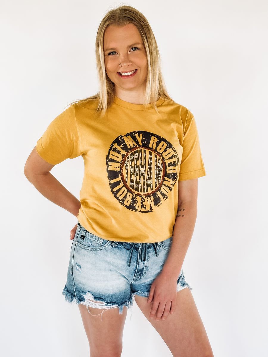 yellow graphic tee