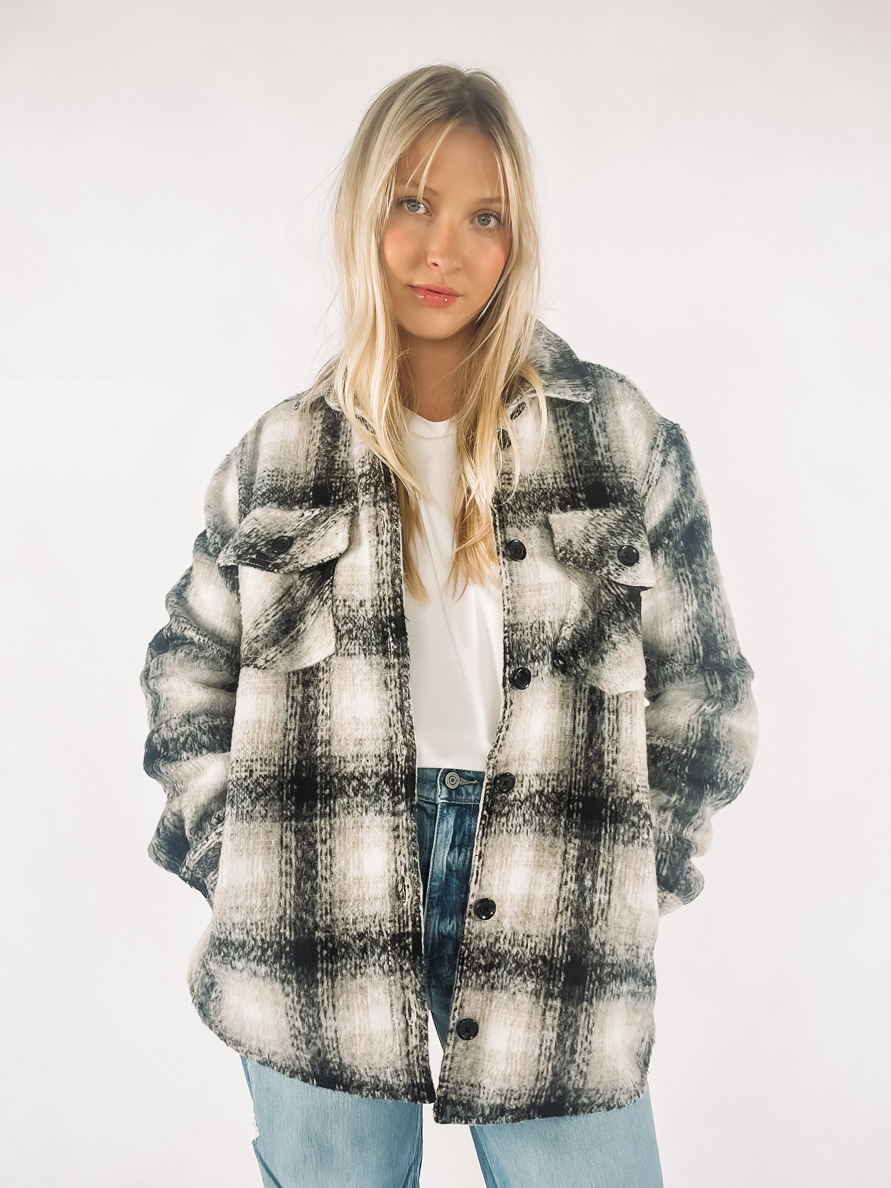 black and white plaid shacket