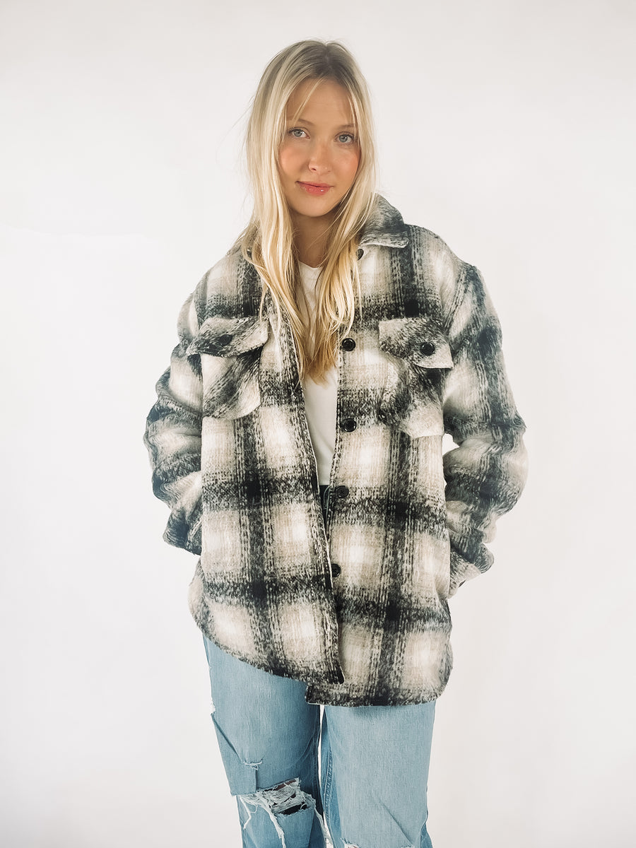 black and white plaid shacket