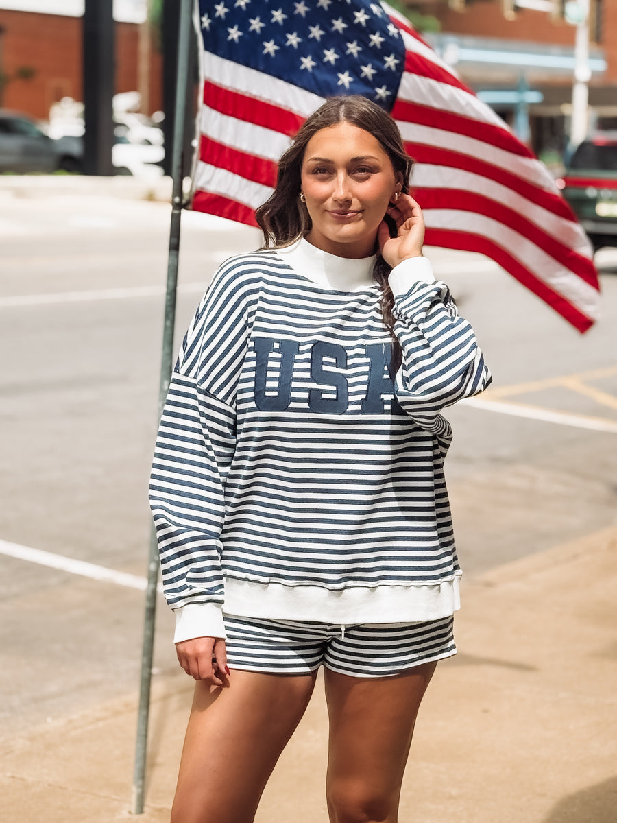 USA Striped Short Set